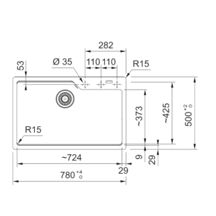Νεροχύτης Urban 610 Black Mat 78x50cm 2