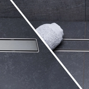Confluo Compact Primo Line Γραμμικό Κανάλι Ντουζιέρας 45cm, Inox