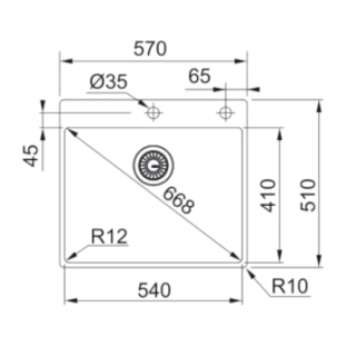 Franke Ανοξείδωτος Ένθετος Nεροχύτης Box BXX 210-54 TL... 2