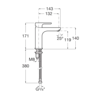 Μπαταρία Νιπτήρος Medium Χωρίς Βαλβίδα Roca L20, Χρωμέ 2