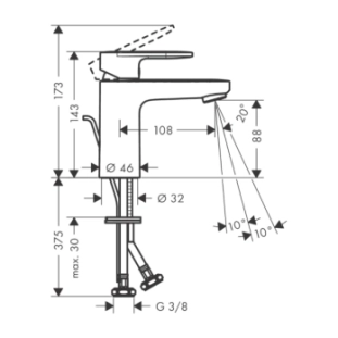 Hansgrohe Vernis Blend 100 χρωμέ με αυτόματη βαλβίδα 2