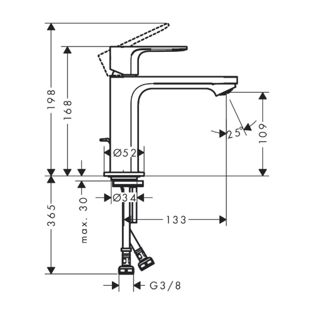 Hansgrohe Rebris grande 110 Black Mat με αυτόματη βαλβίδα