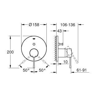 Grohe Essence 24058DL1 Εξωτερικά Μέρη Εντοιχιζόμενης Μπαταρίας Λουτρού, Brushed Warm Sunset 2