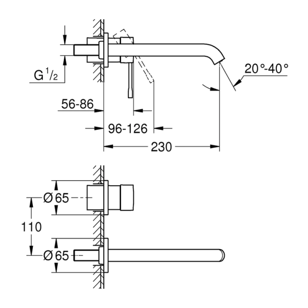 Grohe Essence 19967DL1 Εξωτερικά Μέρη Εντοιχιζόμενης Μπαταρίας Νιπτήρος, Brushed Warm Sunset