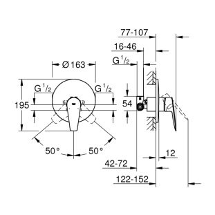 Grohe Bauedge 29078001 Πλήρες Σύστημα Εντοιχιζόμενης Μπαταρίας Ντους, χρωμέ 2