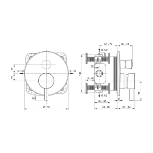 Ideal Standard Ceraline A7389XG Εξωτερικά Μέρη Εντοιχιζόμενης Μπαταρίας λουτρού, Silk Black 2