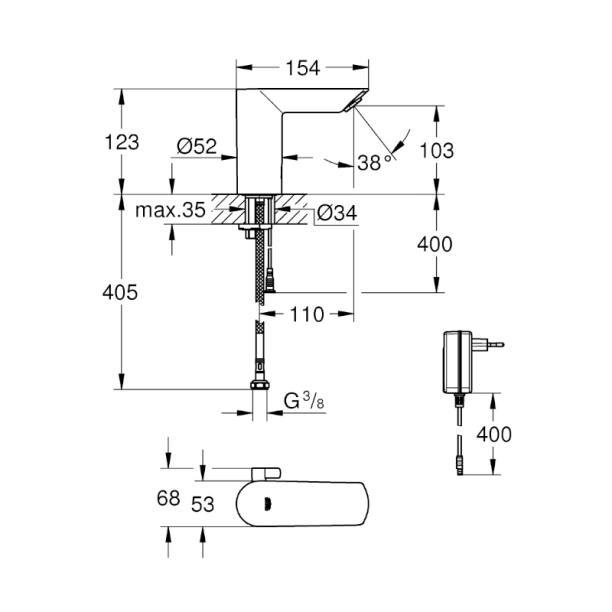 Grohe Bau Cosmopolitan E Ηλεκτρονική Mπαταρία...