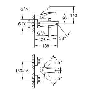 Grohe Eurosmart 33300003 Μπαταρία Λουτρού - Κορμός, χρωμέ 2
