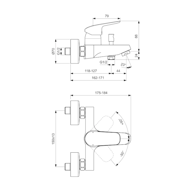 Ideal Standard Ceraflex Μπαταρία Λουτρού Κορμός...