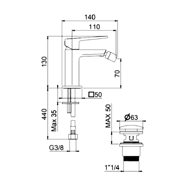 Fiore Dark 140CR4431 Μπαταρία Μπιντέ, χρωμέ
