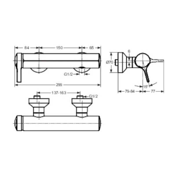 Ideal Standard Melange A4269AA Κορμός Μπαταρία Ντους, Χρωμέ