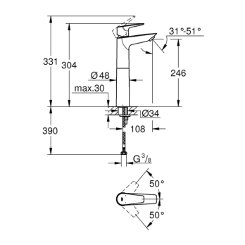 Grohe Bauedge 23761001 Μπαταρία Νιπτήρος, χρωμέ 2