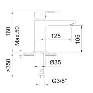 Clever Agora Xtreme 105 Μπαταρία Νιπτήρος, Χρωμέ 2