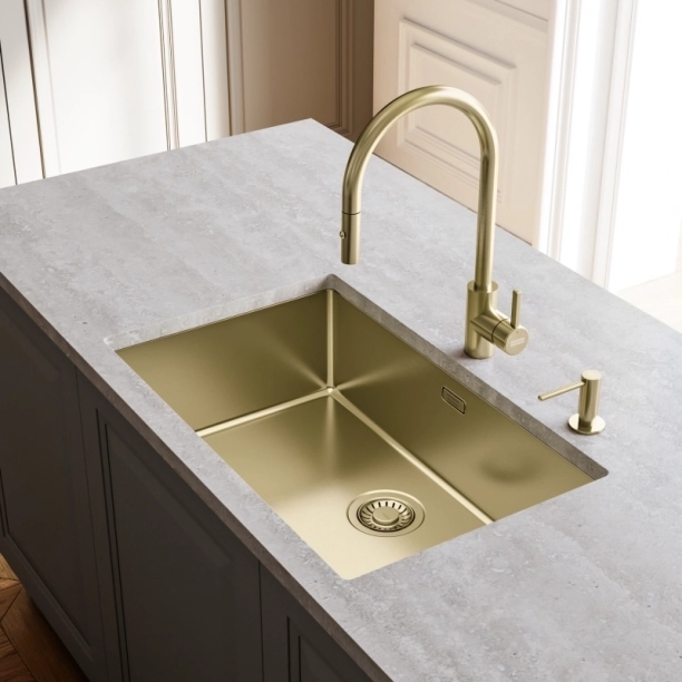 Ανοξείδωτη μπαταρία Eos με ντους Inox PVD Gold