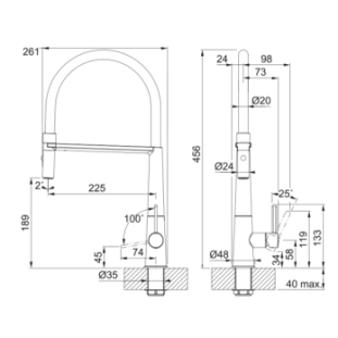 Μπαταρία κουζίνας Icon Semi Pro ντους Black Mat 2