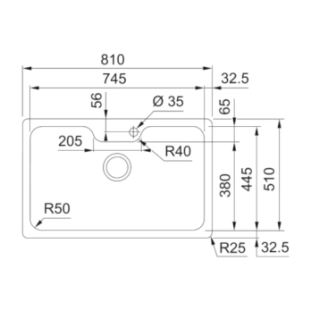 Franke Υποκαθήμενος Νεροχύτης Bell BCX 110-75 TL 810x510mm 2