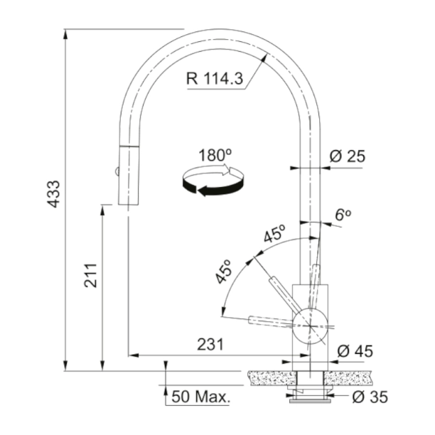 Ανοξείδωτη μπαταρία Eos με ντους Inox PVD Copper