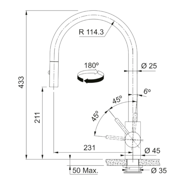 Ανοξείδωτη μπαταρία Eos με ντους Inox PVD antracite