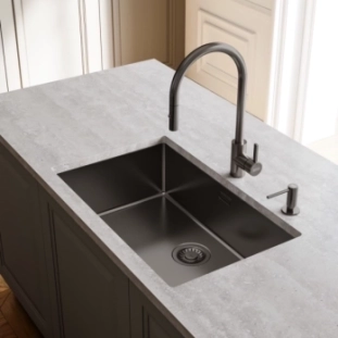 Ανοξείδωτη μπαταρία Eos με ντους Inox PVD antracite