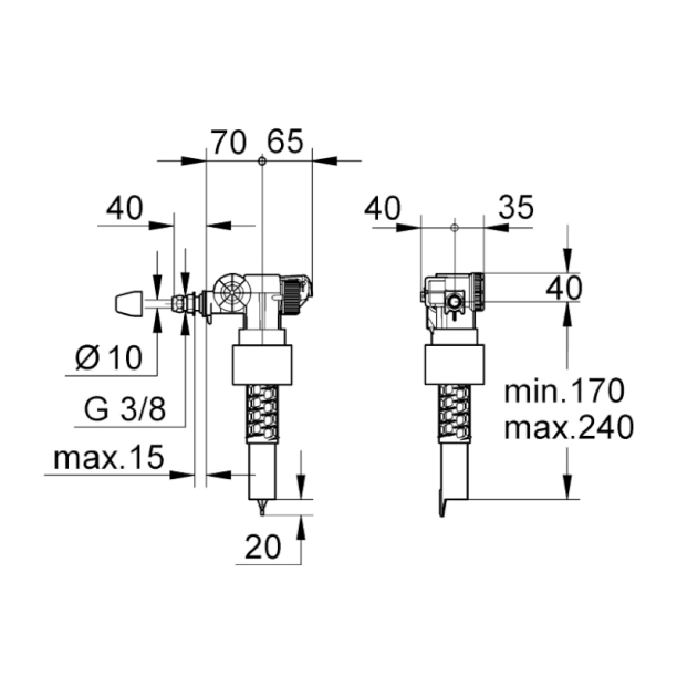 Grohe Φλοτέρ 3/8 για Καζανάκι Εντοιχισμού 12cm...