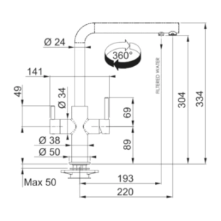 Franke Neptune Triflow Τρίοδη Μπαταρία Κουζίνας Φίλτρου Χρωμέ 2