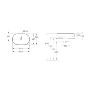 Villeroy&Boch Collaro Οβάλ Επιτραπέζιος Νιπτήρας Πορσελάνης 56x36cm 4A195601