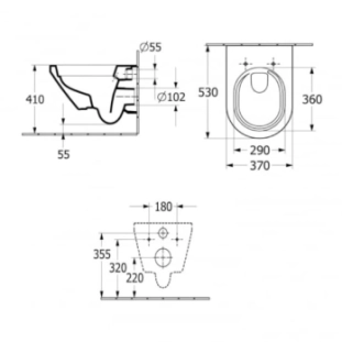 Villeroy&Boch Architectura Κρεμαστή Λεκάνη 53cm Rimless TwistFlush με Κάθισμα Soft Closing