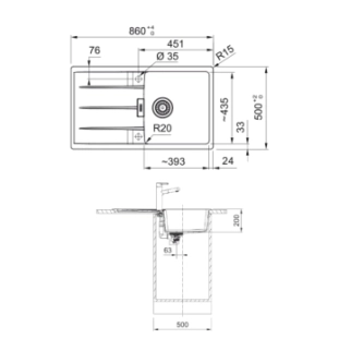 Νεροχύτης γρανιτένιος Franke Centro 611 86x50 Stone Grey αντιστρεφόμενος 2