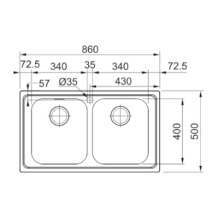 Νεροχύτης ανοξείδωτος Franke Smart 2 γούρνες 86x50cm 2