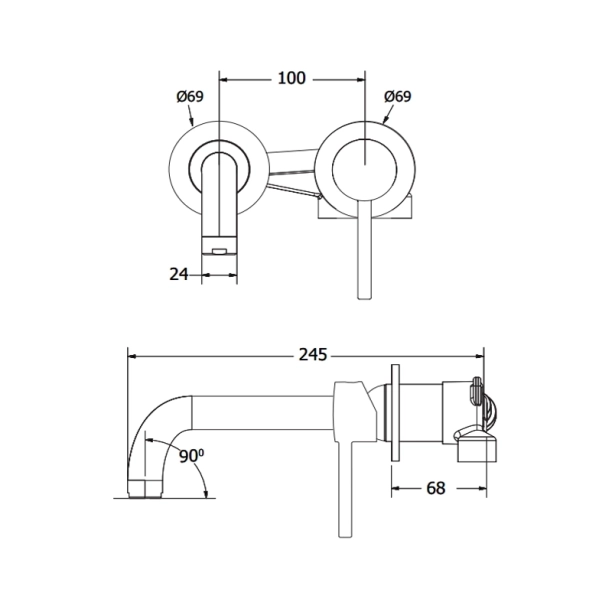 Modea Etna 00-08510 Πλήρες Σύστημα Εντοιχιζόμενης Μπαταρίας Νιπτήρος, χρωμέ