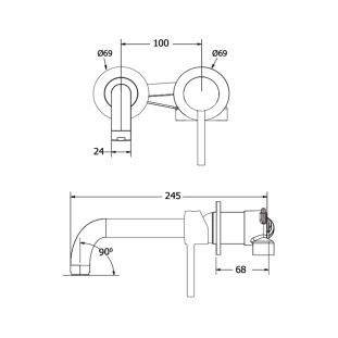 Modea Etna 00-08510 Πλήρες Σύστημα Εντοιχιζόμενης Μπαταρίας Νιπτήρος, χρωμέ 2