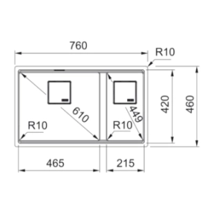 Νεροχύτης γρανιτένιος Franke Kubus υποκαθήμενος με 2 γούρνες 76x46cm Onyx 2