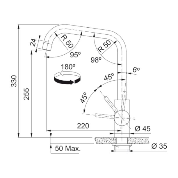 Μπαταρία κουζίνας Franke Kubus Standard Inox