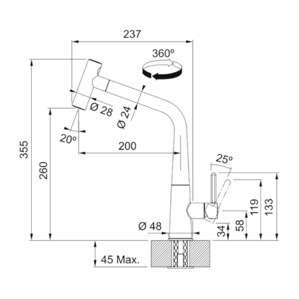 Μπαταρία κουζίνας Icon Spray Black mat