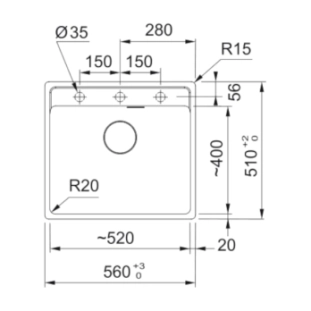 Νεροχύτης γρανιτένιος Franke Maris MRG 610-52 56x51cm Polar White 2