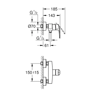 Grohe Eurosmart 33555003 Μπαταρία Ντους - Κορμός, χρωμέ 2