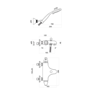 Fiore Termoty 36CR0952 Θερμοστατική Μπαταρία Λουτρού με Αξεσουάρ, χρωμέ 2