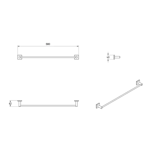 Πετσετοθήκη Verdi Delta Μονή Χρωμέ - 3060122