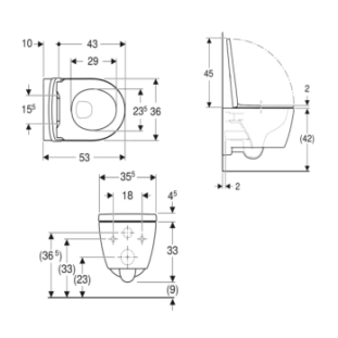 Geberit Icon Rimfree Κρεμαστή Λεκάνη 53cm με Κάθισμα Soft Closing