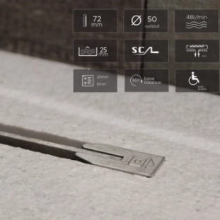 Confluo Slim Line Γραμμικό Κανάλι Ντουζιέρας 95cm, Inox