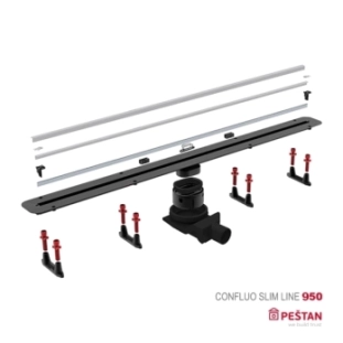 Confluo Slim Line Γραμμικό Κανάλι Ντουζιέρας 95cm, Inox 2