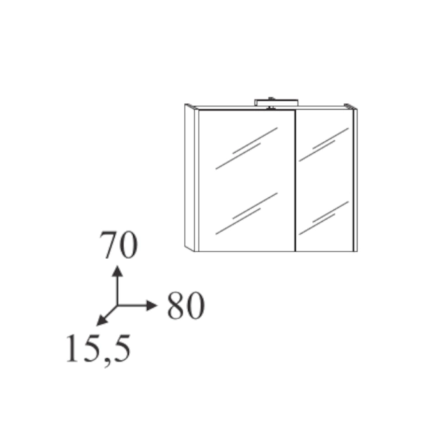 Καθρέπτης Ντουλάπι 80cm Kora με Φωτιστικό Elm Rousseau