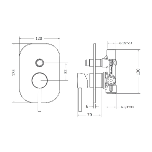 Modea Etna 00-08601 Πλήρες Σύστημα Εντοιχιζόμενης Μπαταρίας λουτρού, χρωμέ