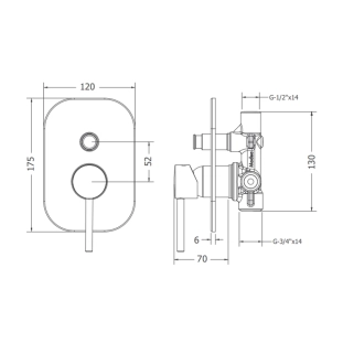 Modea Etna 00-08601 Πλήρες Σύστημα Εντοιχιζόμενης Μπαταρίας λουτρού, χρωμέ 2