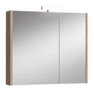 Σετ Έπιπλο 80cm Kora Nabucco Oak με Νιπτήρα, Ντουλάπι Καθρέπτη και Φωτιστικό