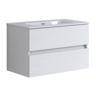 Σετ Έπιπλο 80cm Kora Ash Wood White με Νιπτήρα, Ντουλάπι Καθρέπτη και Φωτιστικό
