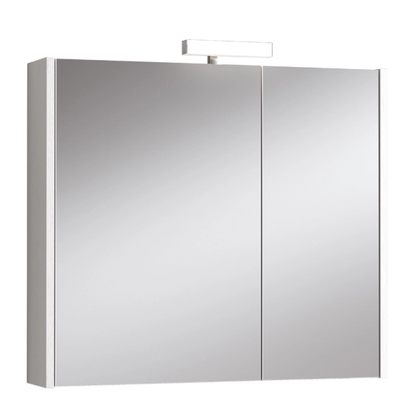 Σετ Έπιπλο 80cm Kora Ash Wood White με Νιπτήρα, Ντουλάπι Καθρέπτη και Φωτιστικό