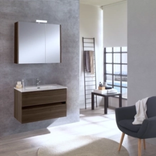 Σετ Έπιπλο 80cm Kora Chateau Oak με Νιπτήρα, Ντουλάπι Καθρέπτη και Φωτιστικό