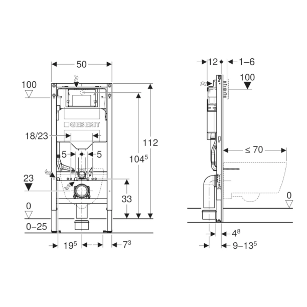 New Geberit Sigma 12cm Εντοιχιζόμενο Καζανάκι Γυψοσανίδας 111.950.00.6