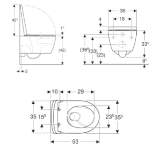 Geberit Icon TurboFlush 53cm Κρεμαστή Λεκάνη με Κάθισμα Soft Closing